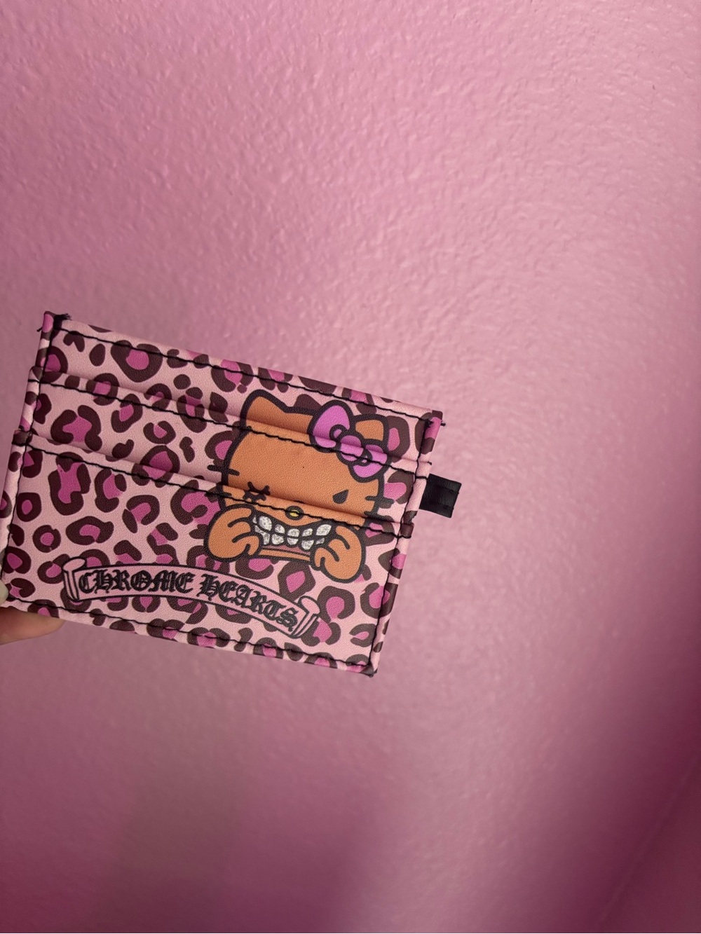 Chrome Hearts x Hello Kitty custom Pink Leopard Print Card Holder